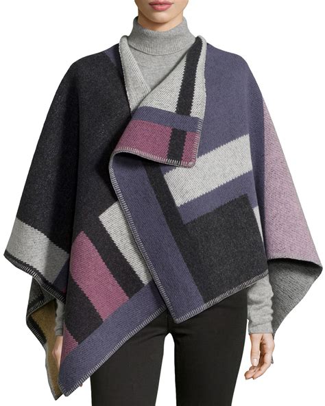 Shop Burberry Giant Check Colorblock Cape 